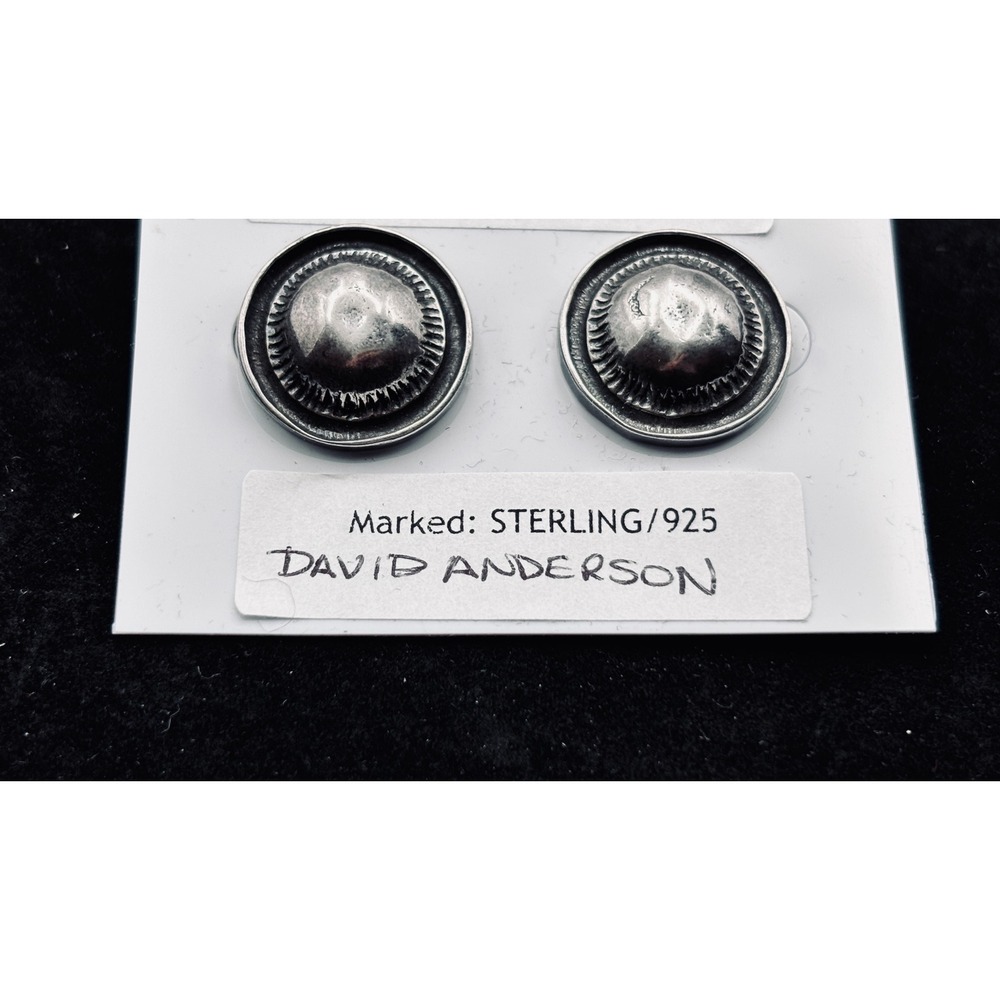 David Andersen Sterling Silver 925 Stud Earrings Norway Modernist Sunburst Dome